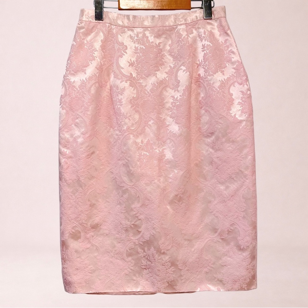 JESSICA MCCLINTOCK Pink Brocade Coquette Balletcore Pencil Skirt